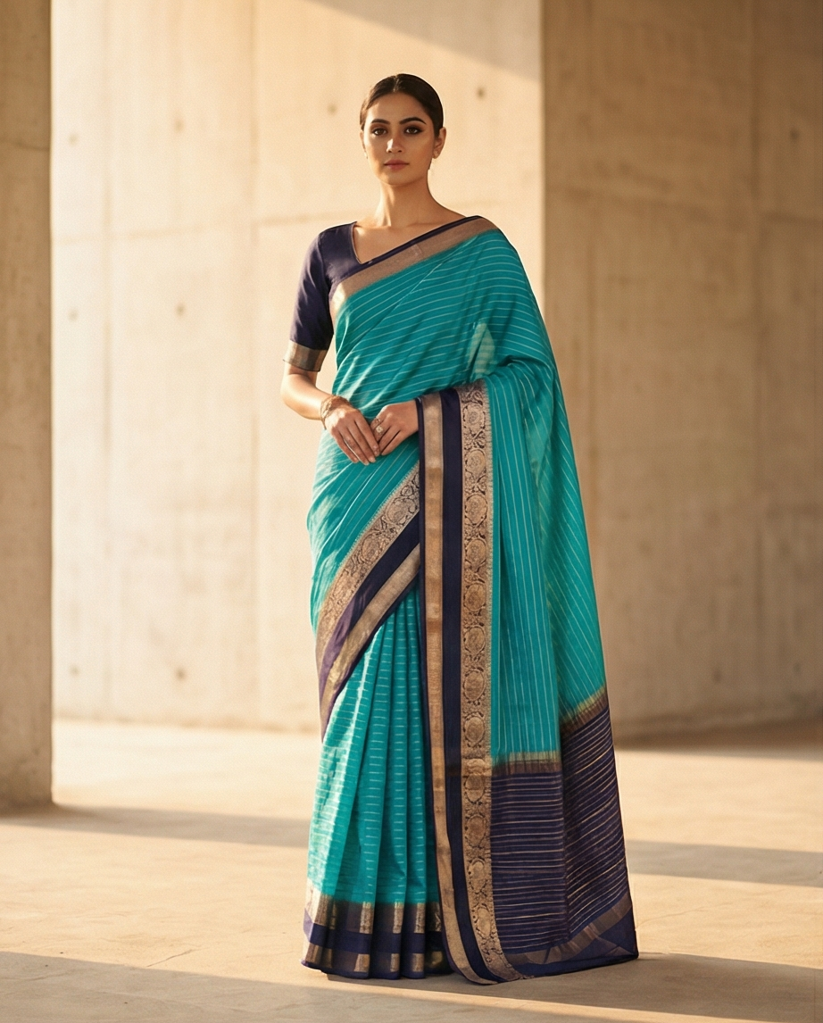 Semi crepe silk saree SR-CPP6-Blue