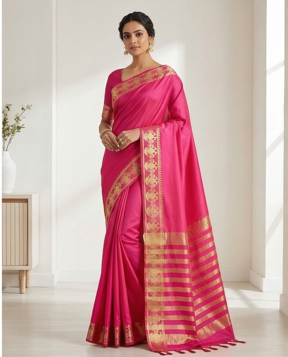 Semi crepe silk saree SR-CPP9-Pink
