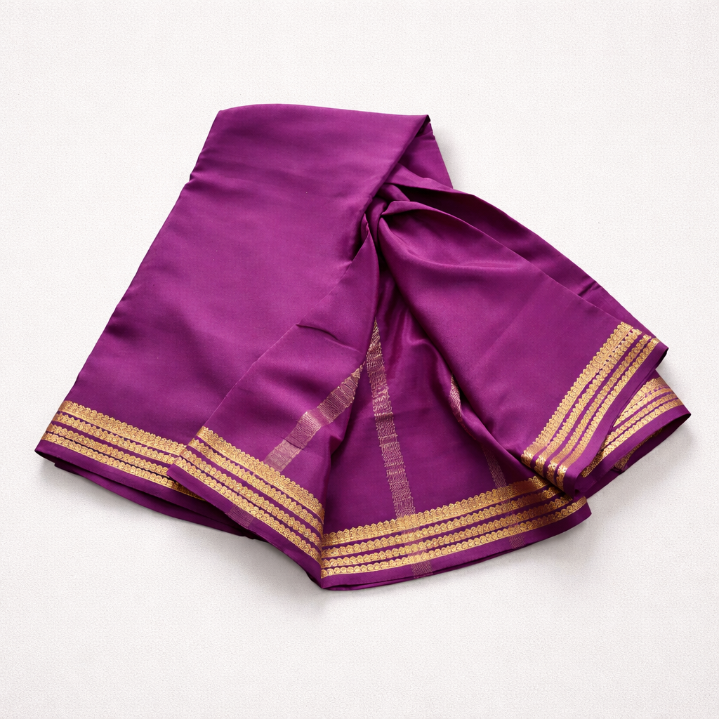 Pure Mysore silk saree SR-CPP1-Purple