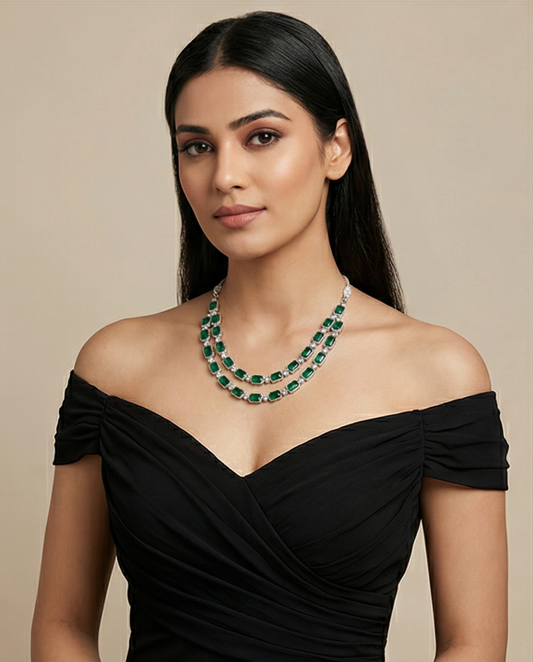 Alloy silver green jewellery