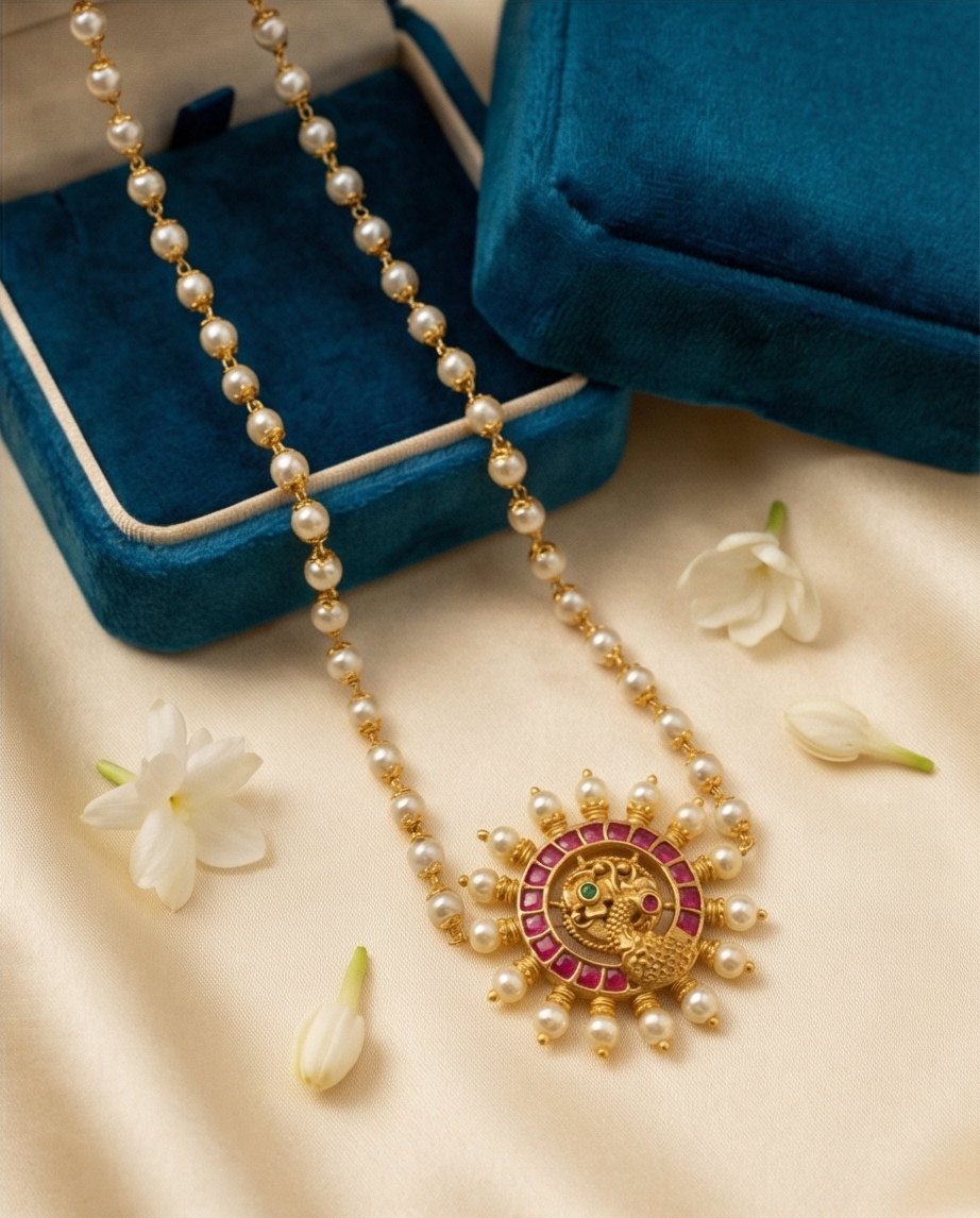 Peacock Pearl Chocker Without Earrings