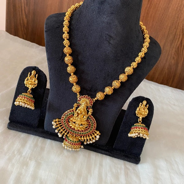 Lakshmi Pendent with gold beads