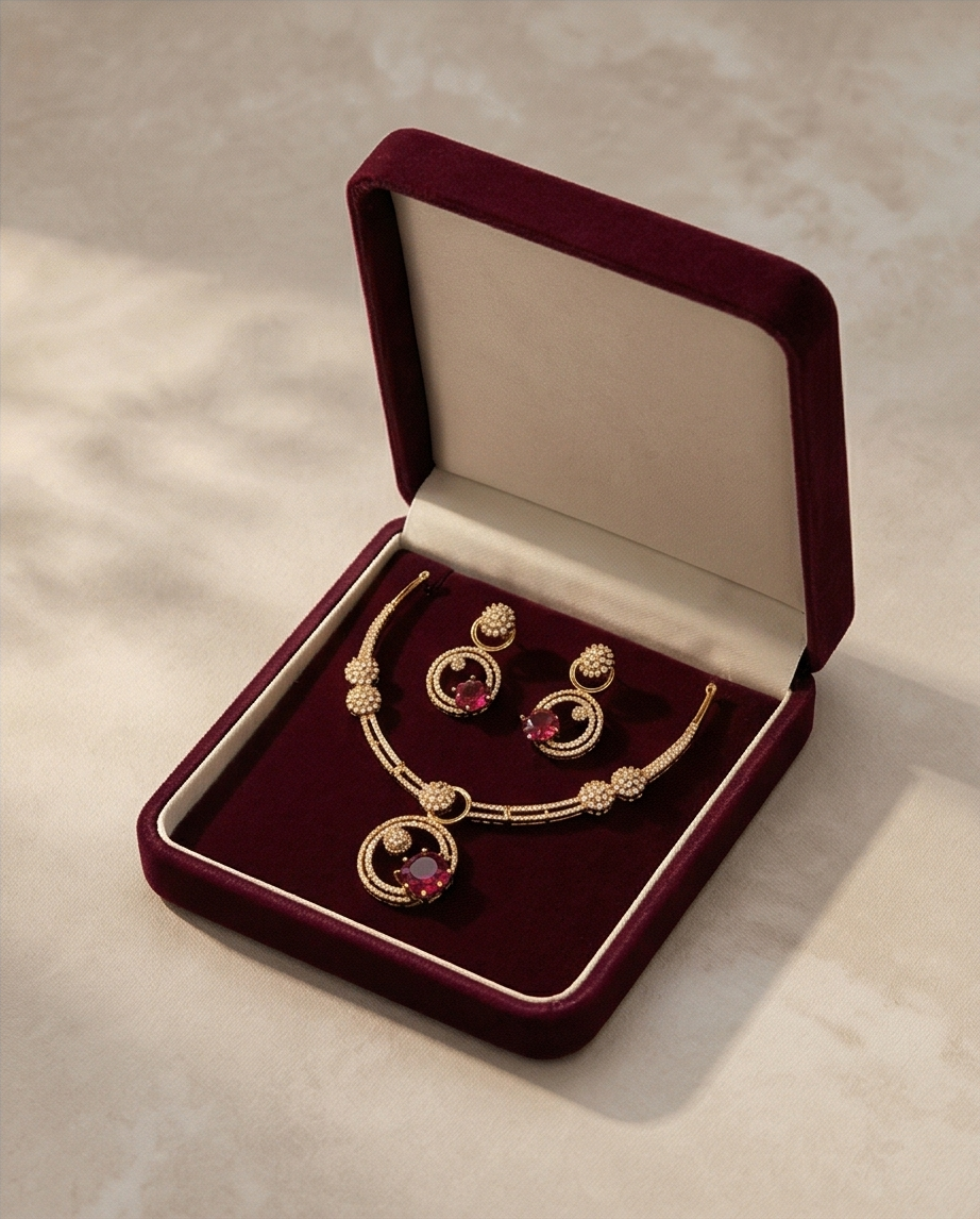 Emerald Aura Necklace-Pink (NRW11-2)