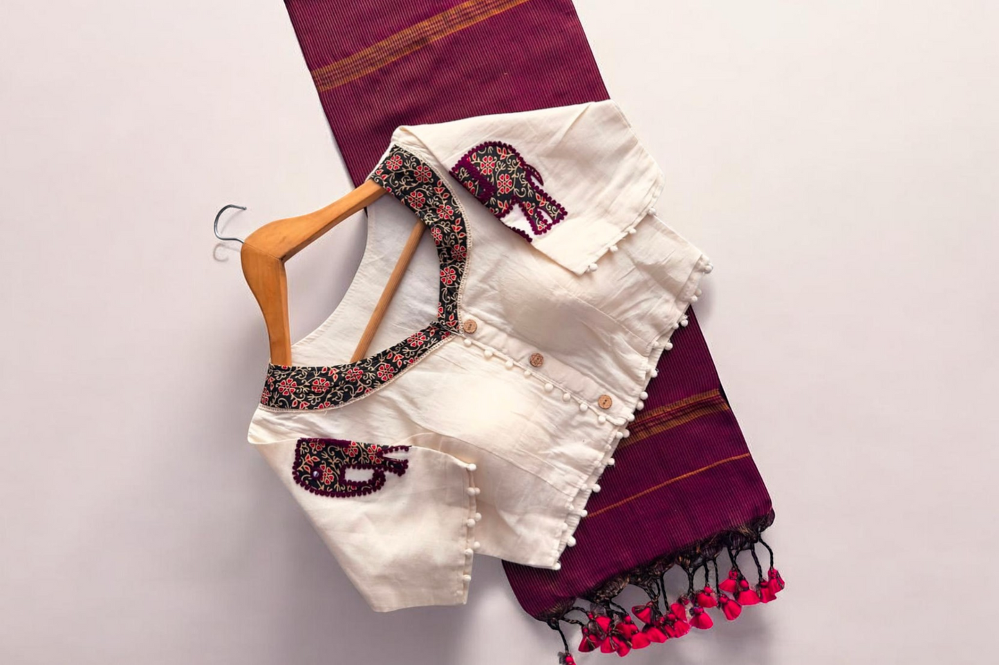 Cotton Saree + Stitched Blouse - SR-KP74