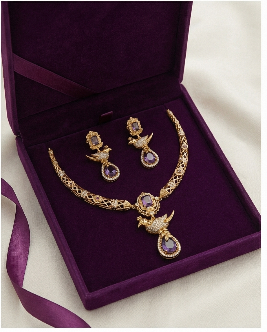Royal Mayura Necklace with Earrings (NRW12)