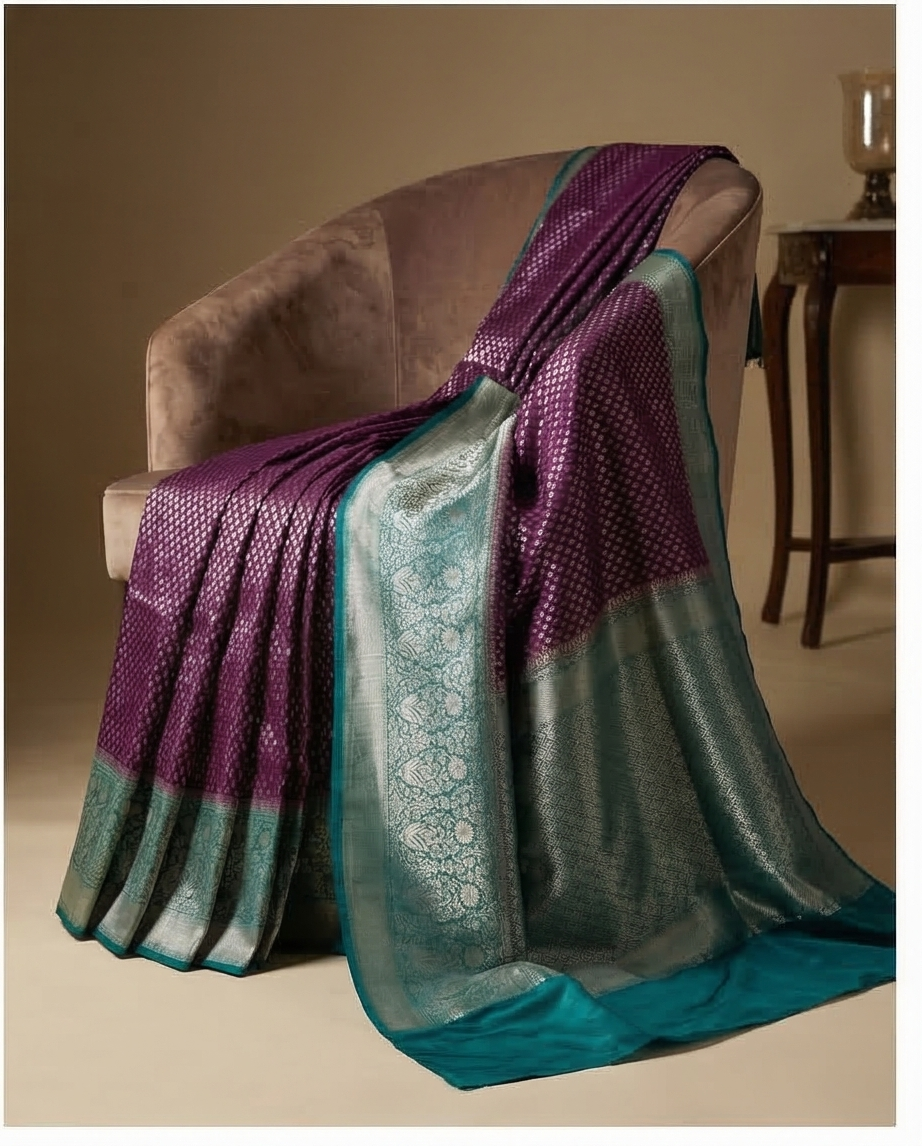 Smooth, flexible, and lightweight Semi Silk premium Saree (SR-MSP5)-Rich Purple