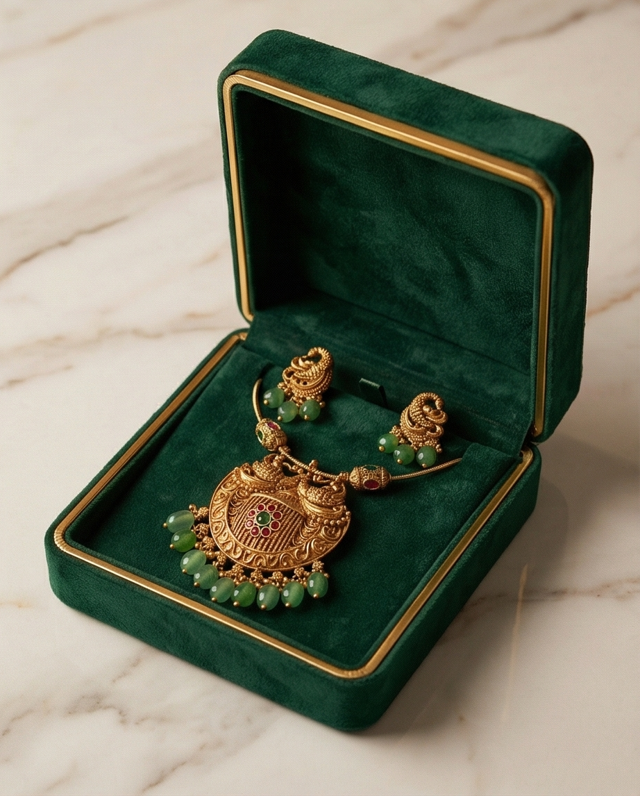 Peacock pendant designer chain with Earrings (NRW21)