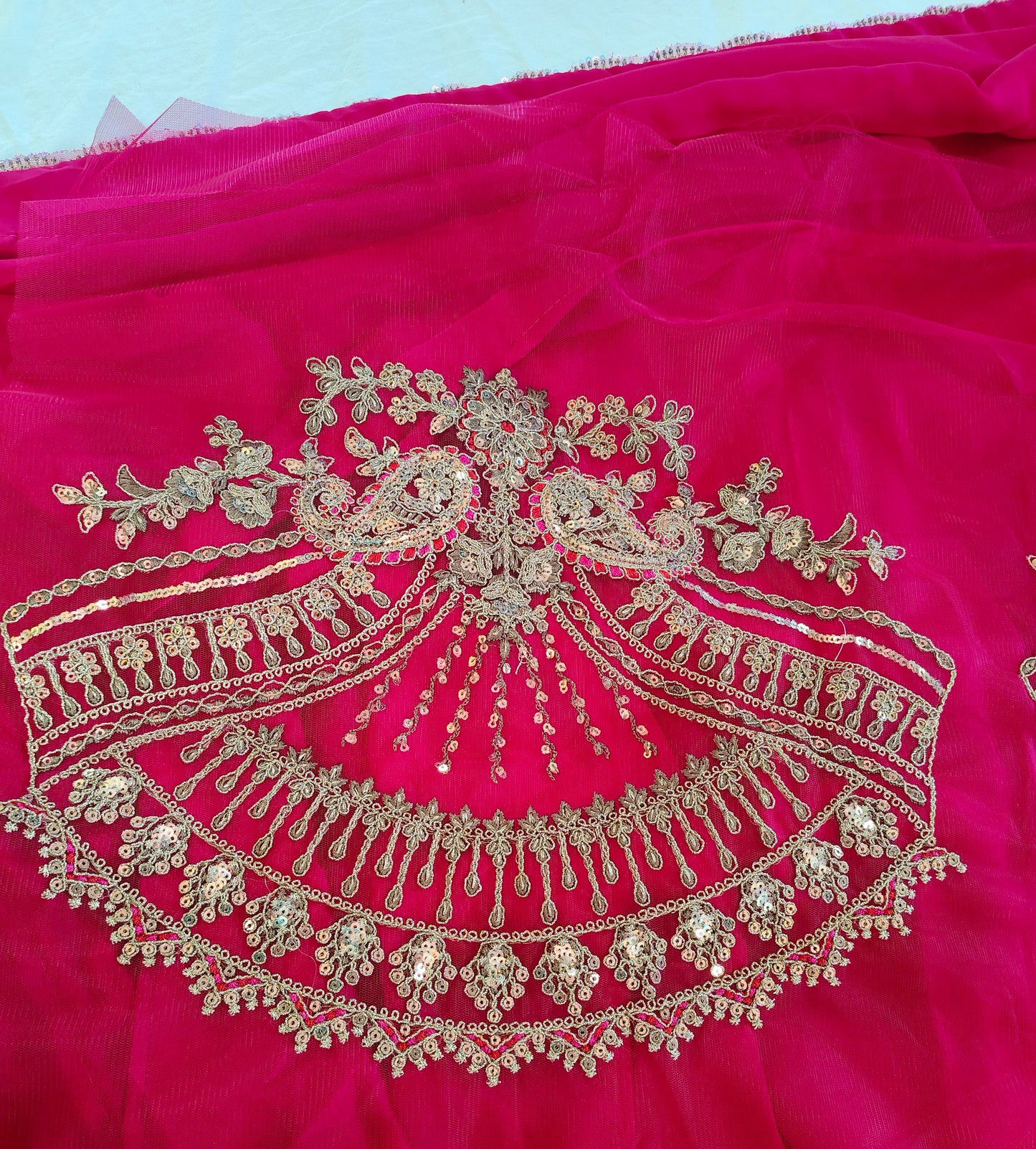 Pink Designer Saree with Net Embroidery Blouse Piece (SR-SP41)
