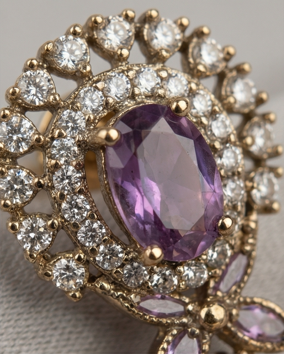 White stone with green crystal bead hanging Jumka (NRW7)