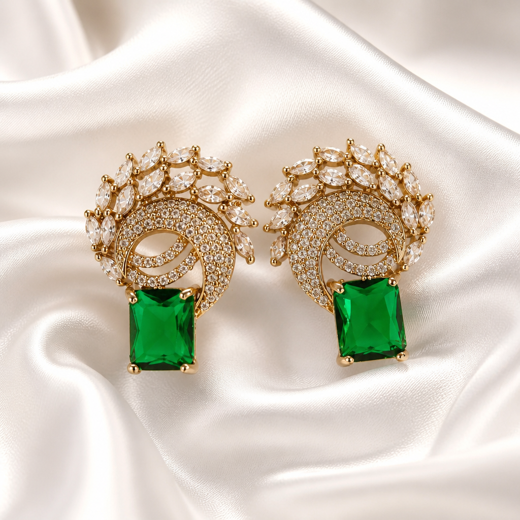 Fancy Earrings - Green (NRW-81)