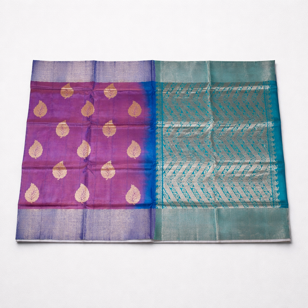 Kanchipuram Silk Saree - Magenta & Turquoise - SR-MSP13
