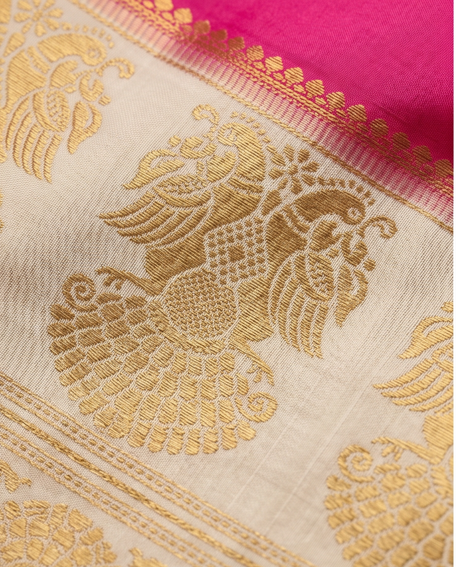 Mysore silk imitation crepe silk saree-Red with White (SR-PSMP43)