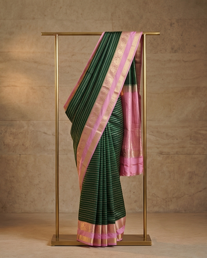 Semi crepe silk saree SR-CPP6-Dark Green