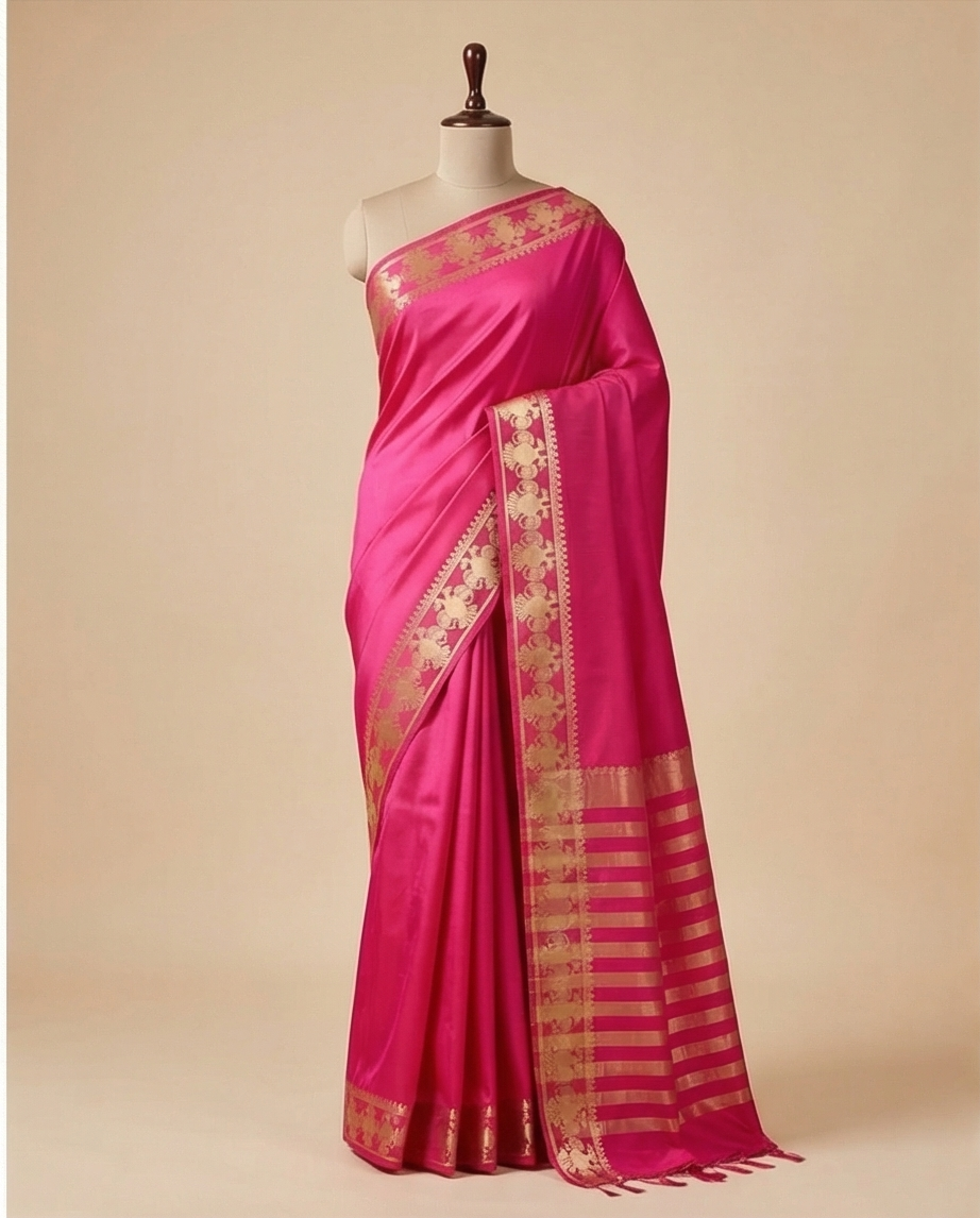 Semi crepe silk saree SR-CPP9-Pink