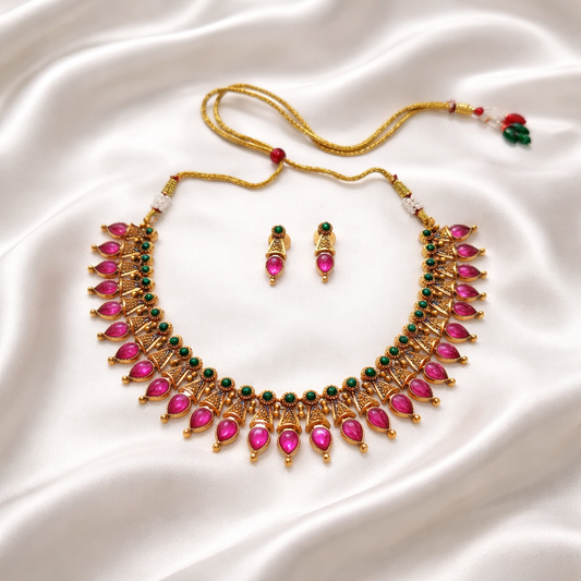 Ruby Gold Necklace-Multicolour