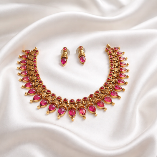 Ruby Gold Necklace-Pink
