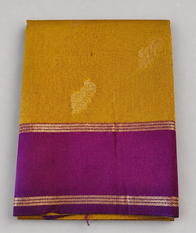 Traditional Mustard Yellow and Royal Purple Semi-Silk Saree (SR-PSMP28)