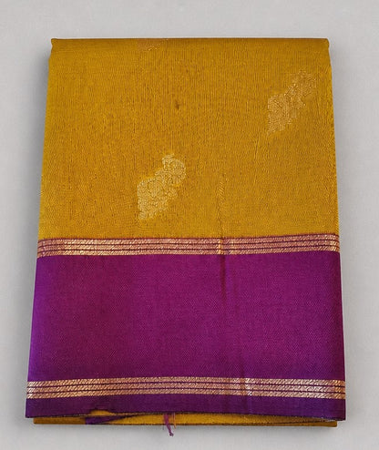 Traditional Mustard Yellow and Royal Purple Semi-Silk Saree (SR-PSMP28)