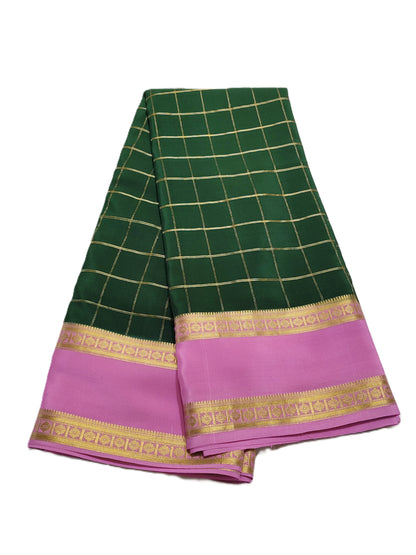 Pure Mysore Silk Saree (120gsm) - SR-PSMP3-Green & Pink