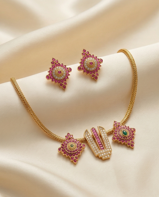 Shanku Chakra Nama design necklace with earrings (NRW5)