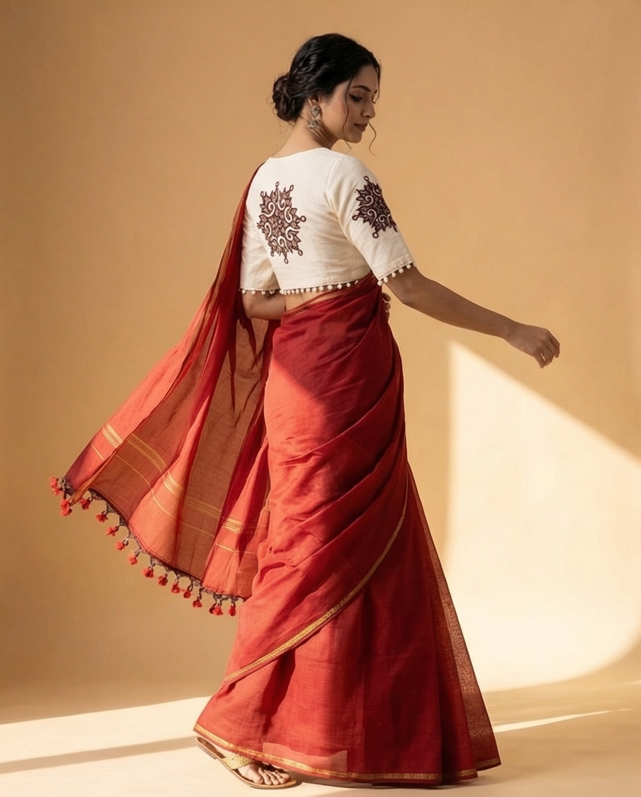 Cotton Saree + Stitched Blouse - SR-KP77