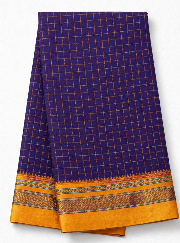 Blue Checks Ilkal Cotton Saree (SR-SP9)