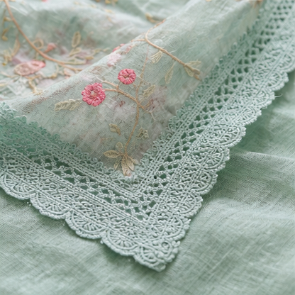 Green Floral Embroidery Fancy Saree (SR-SP27)