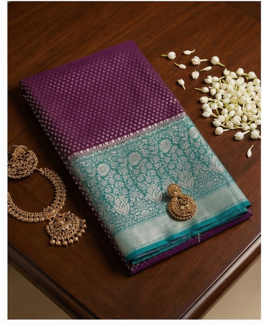 Smooth, flexible, and lightweight Semi Silk  premium Saree (SR-MSP5)-Rich Purple