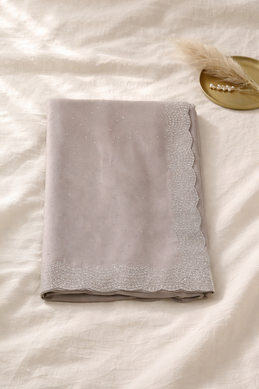 Gray Designer Saree with Contrast Blouse Piece (SR-SP36)