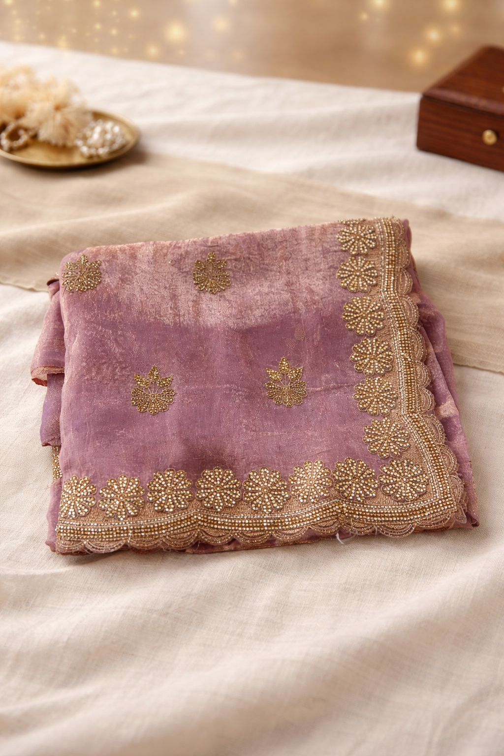 Premium Pink Designer Tissue Saree (SR-SP35)