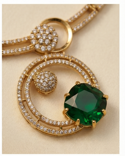 Emerald Aura Necklace-Green (NRW11-1)