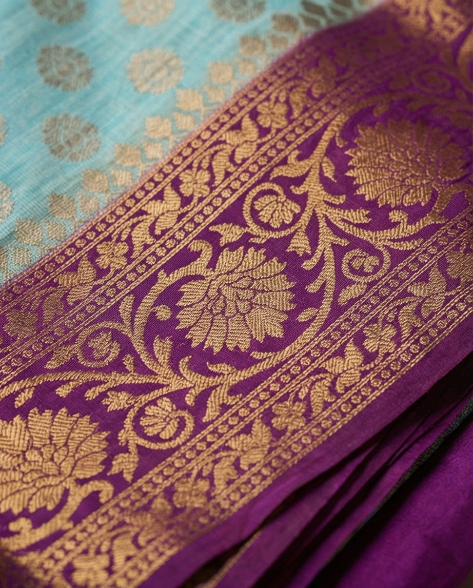 Sky Blue Banarasi Silk Saree (SR-HUP2)