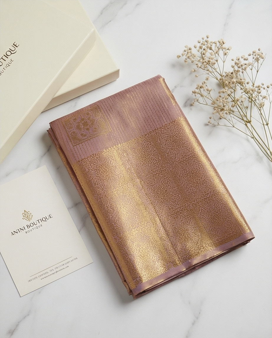 Dusty Rose Semi Kanjivaram Silk Saree