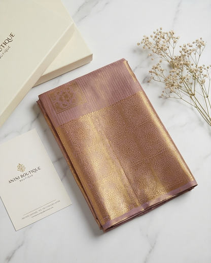 Dusty Rose Semi Kanjivaram Silk Saree