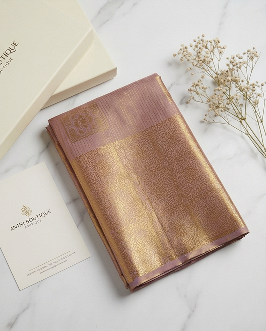 Dusty Rose Semi Kanjivaram Silk Saree