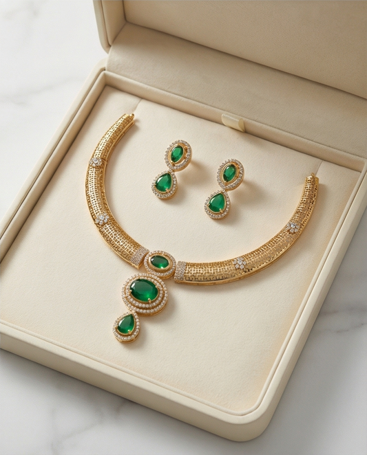 Ruby Aura Necklace Set-Green (NRW13-1)