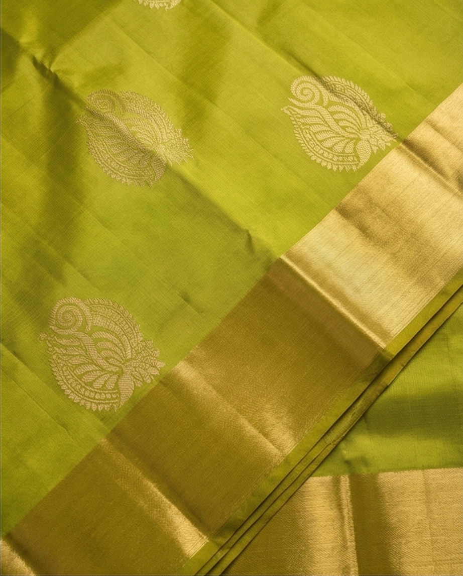 Emerald Green Kanchipuram Silk Saree with Rich Golden Zari Work - SR-MSP11
