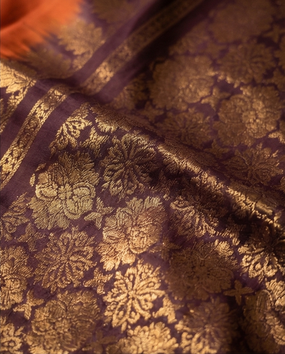 Rust Orange Kanjivaram Silk Saree