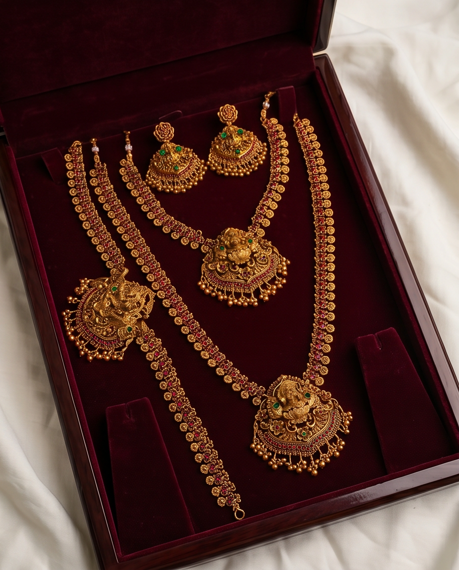 Necklace and Long necklace Hip belt and Earrings set - NRW-102