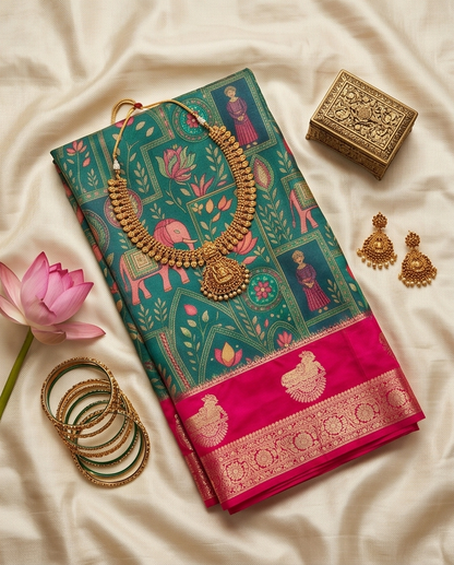 Kalamkari-Nandi design-BottleGreen(SR-MSP19)
