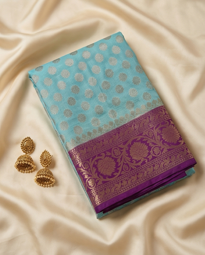 Sky Blue Banarasi Silk Saree (SR-HUP2)