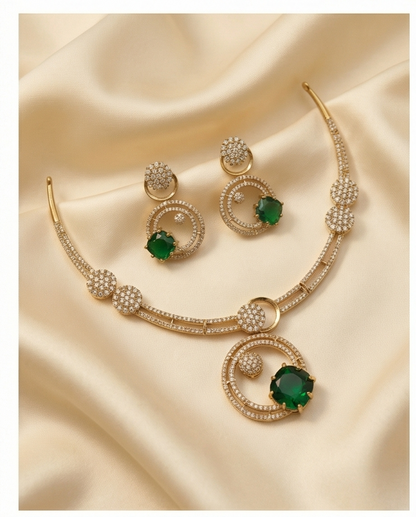 Emerald Aura Necklace-Green (NRW11-1)