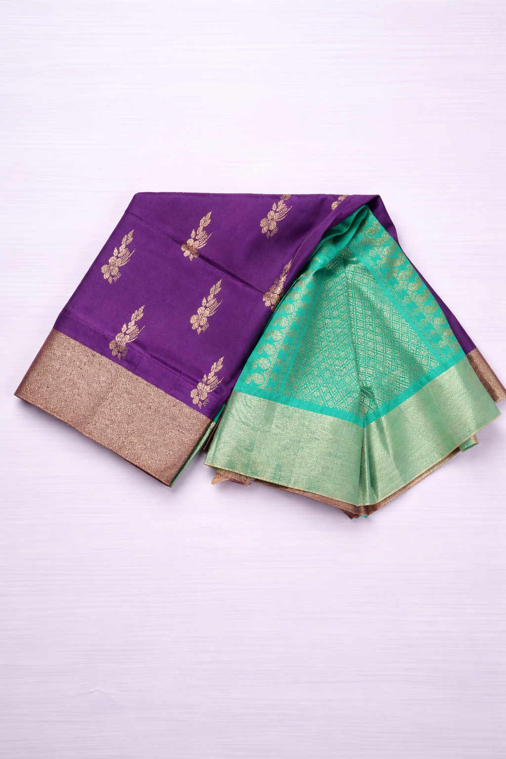 Kanchipuram Silk Saree - Purple & Green - SR-MSP14
