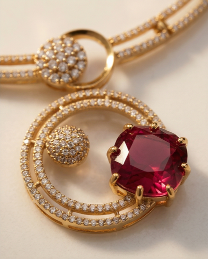 Emerald Aura Necklace-Pink (NRW11-2)