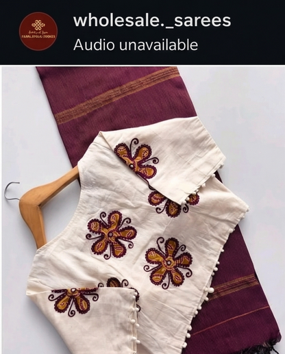 Cotton Saree + Stitched Blouse - SR-KP76