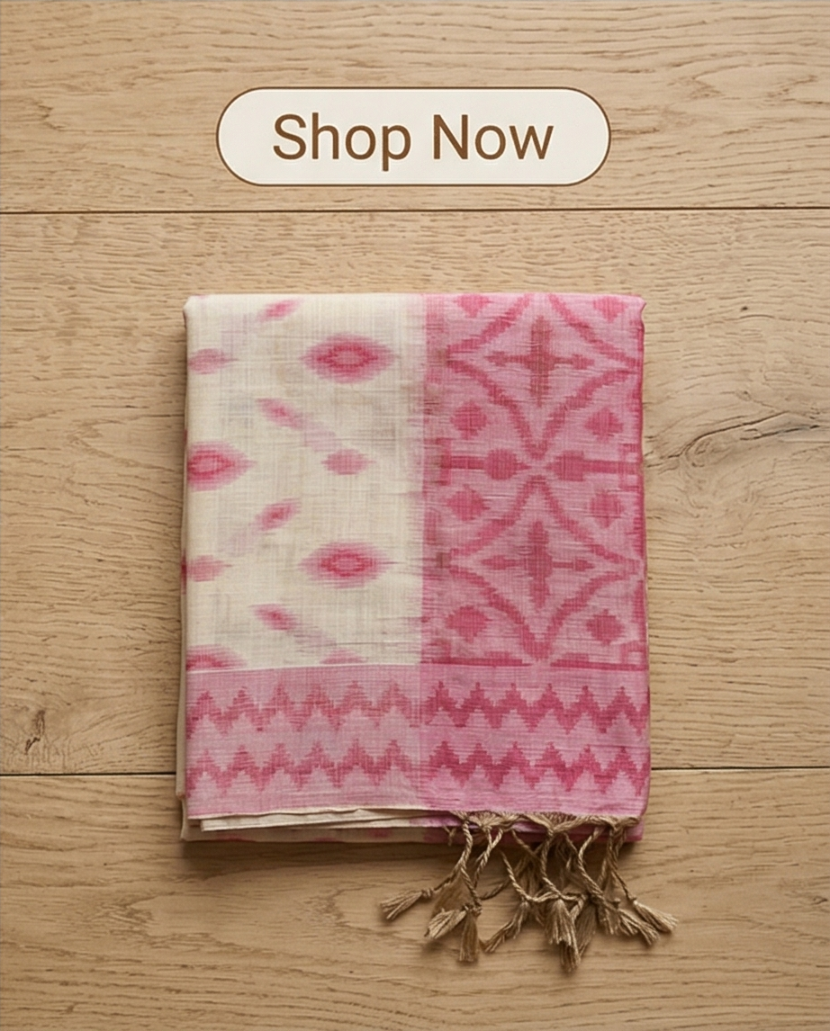 Pink with Cream Chanderi Cotton Saree (SR-SP14)