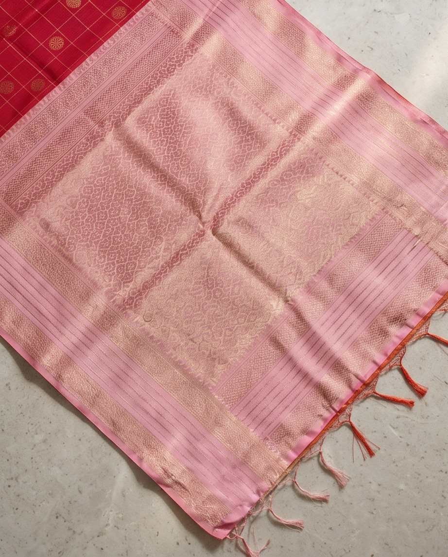 Contemporary Checks, Classic Elegance Sarees-Red (SR-PSMP20)