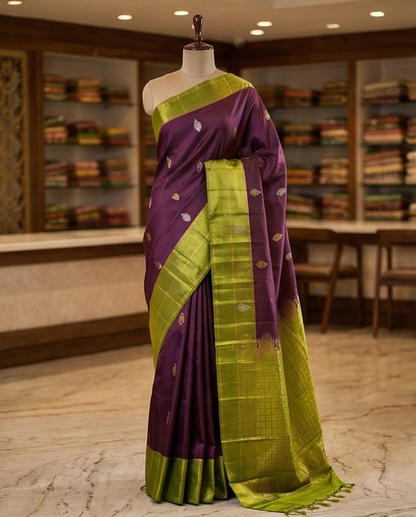 Wine Kanjivaram Silk Saree