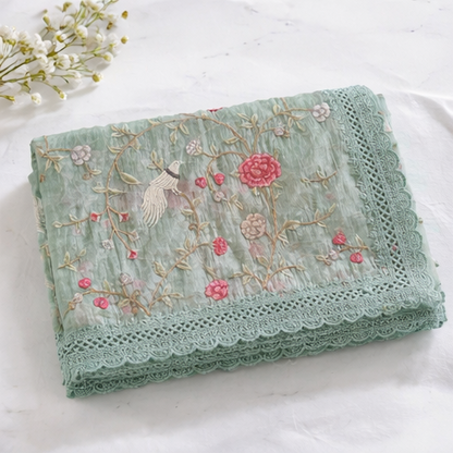 Green Floral Embroidery Fancy Saree (SR-SP27)