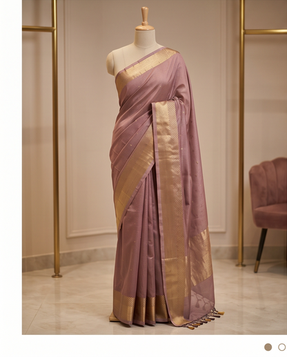 Classic Handloom Tassel Saree- light dusty purple/lilac (SR-PSMP41)